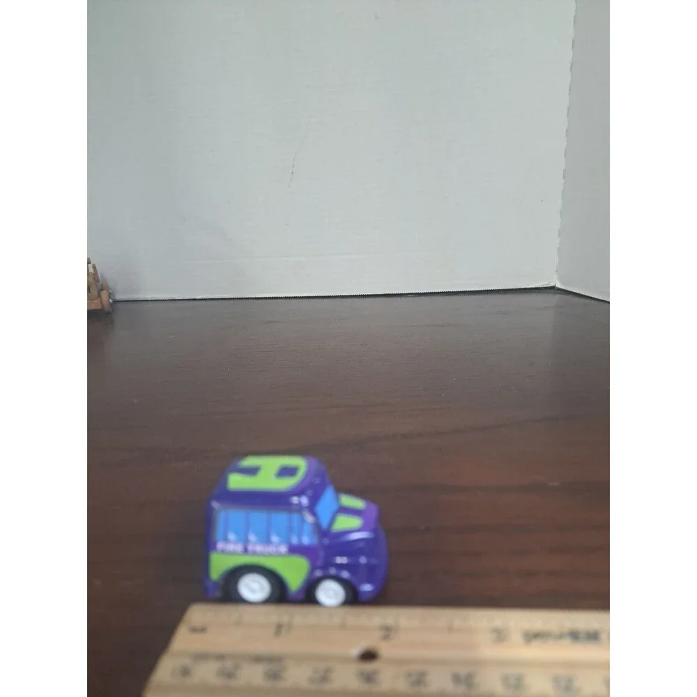 Vintage San Ren Hang Purple Fire Truck Pull Back Racer